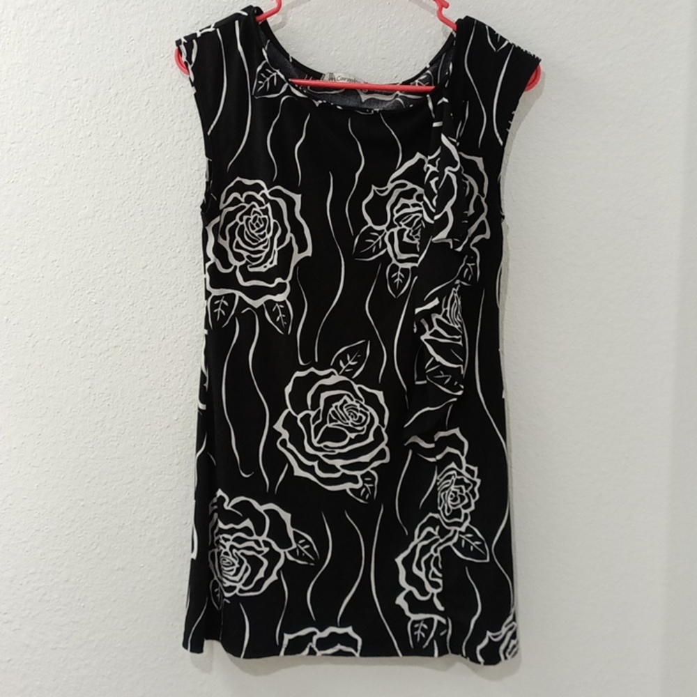 On Carnaby Black White Top Blouse Size L